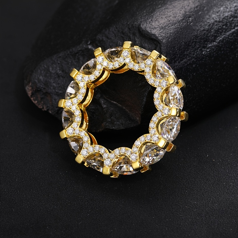 Stylish Inlaid Moissanite 925 Sterling Silver Ring